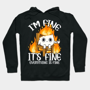 Marshmallow I'm Fine Meme Outdoor Men Kids Women Camping Hoodie